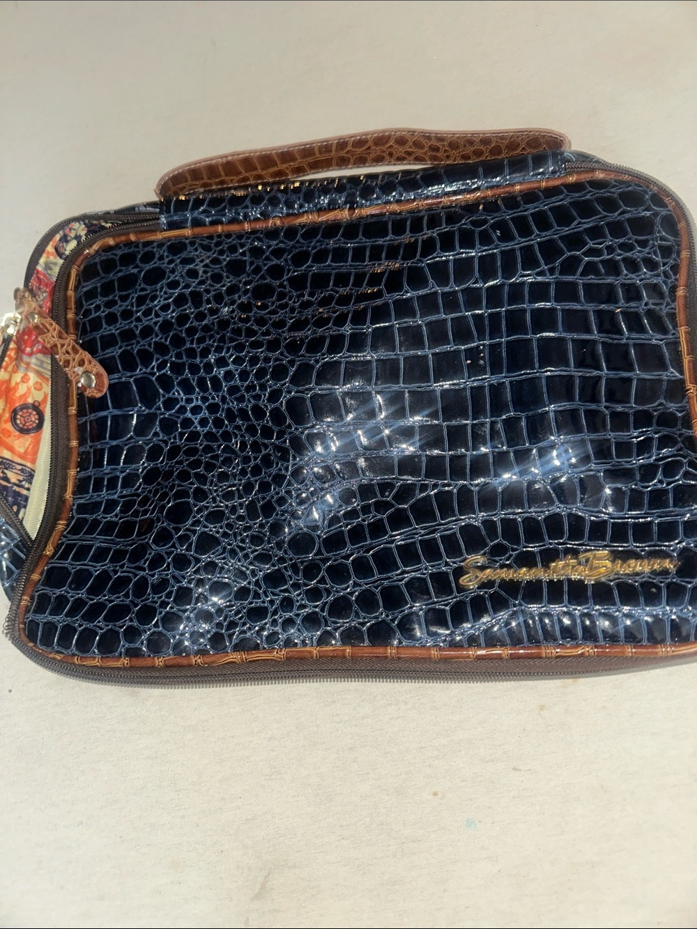 Womens Samantha Brown Navy Croc-Embossed Travel Bag